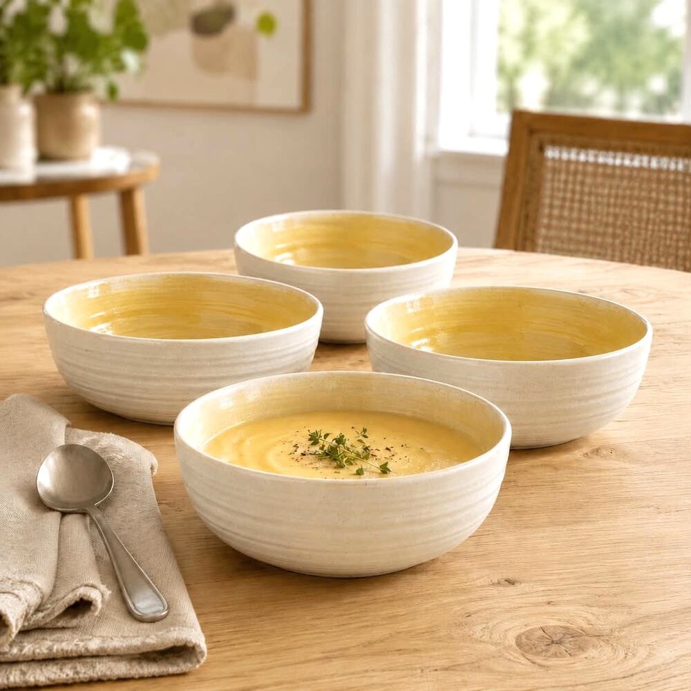 Vintage Franciscan Hacienda Gold Soup Cereal Bowls 6.25" Set 4 USA MCM Pottery